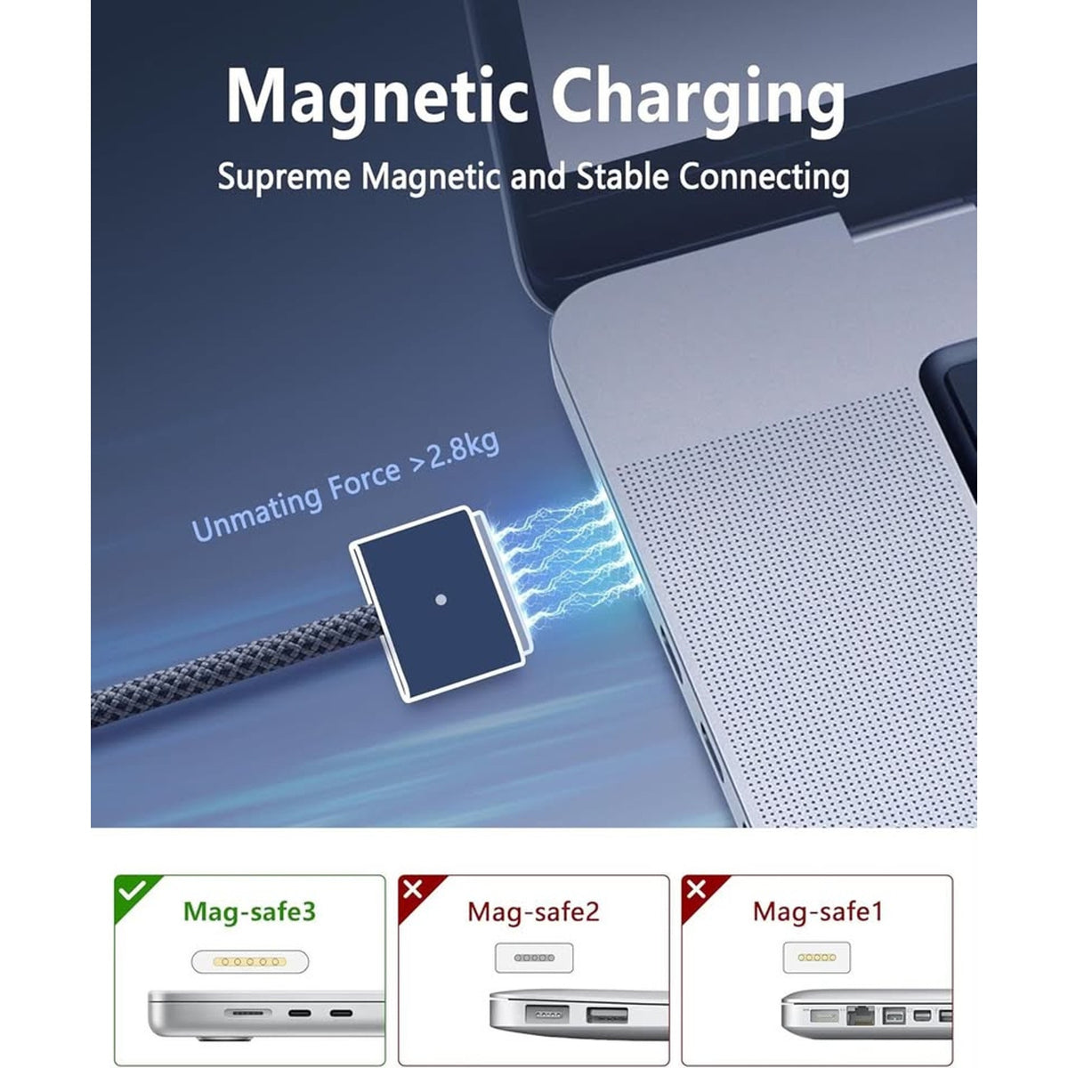 DERLULU USB-C To Magnetic 3 Fast Charging Cable (2 M/6.6 Ft), Compatible-BLUE