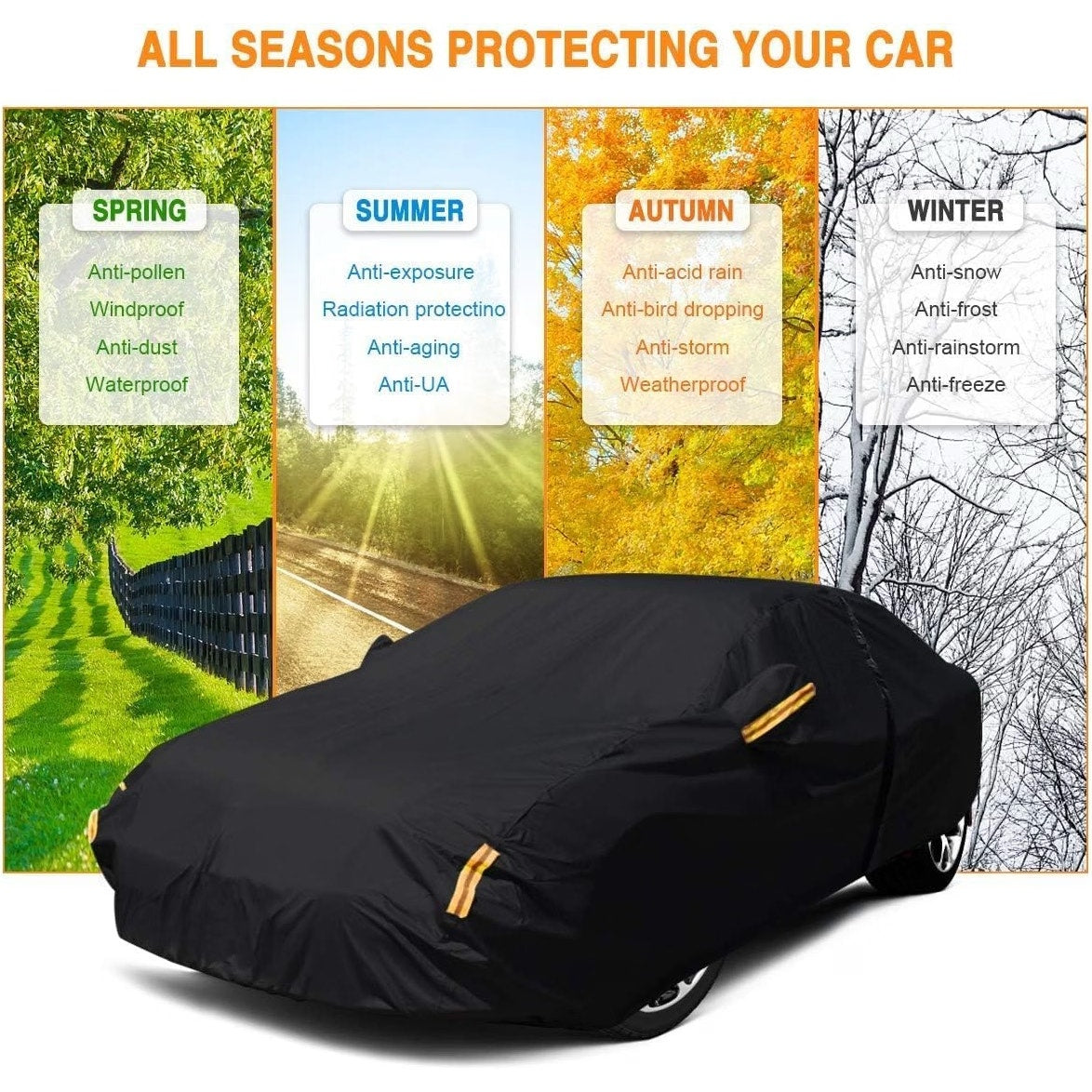 NEVERLAND Car Cover Waterproof All Weather for Sedan 183''L x 70''W x 59''H