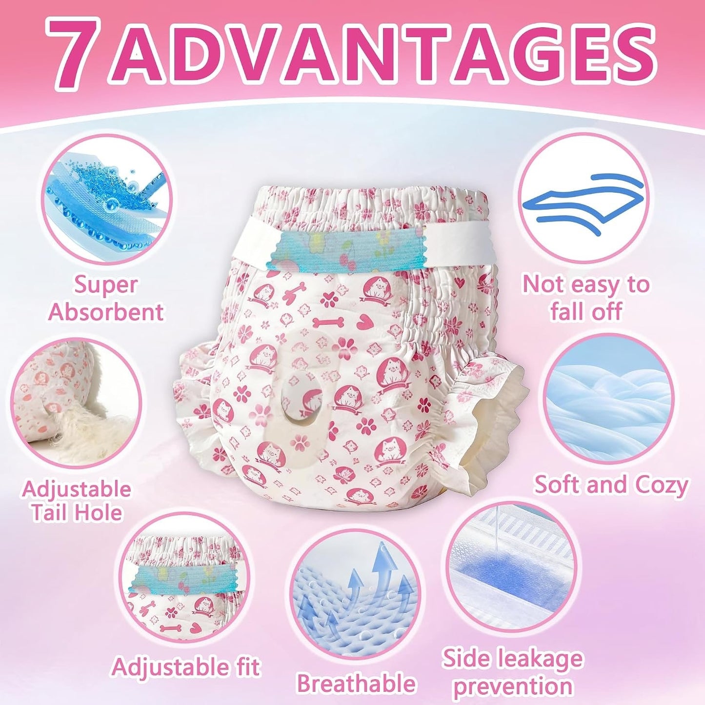 Female Dog Diapers,Disposable Dog Diapers,90-100 Count,Medium,Super Absorbent Leak-Proof Diapers For Dogs In Heat,Excitable Urination,Or Incontinence