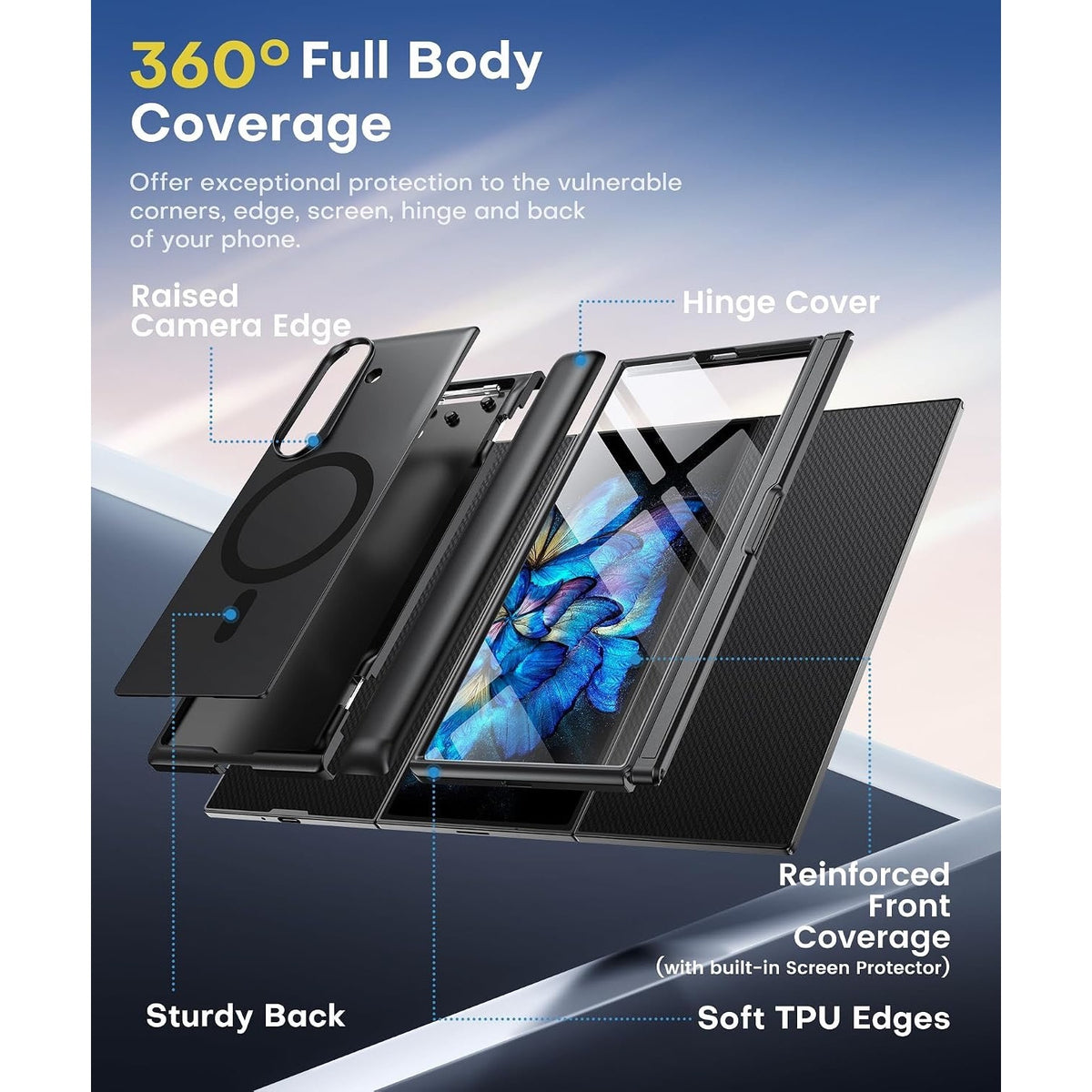 BERFY For Samsung Galaxy Z Trifold Case With Screen Protector, [Compatible, Jet
