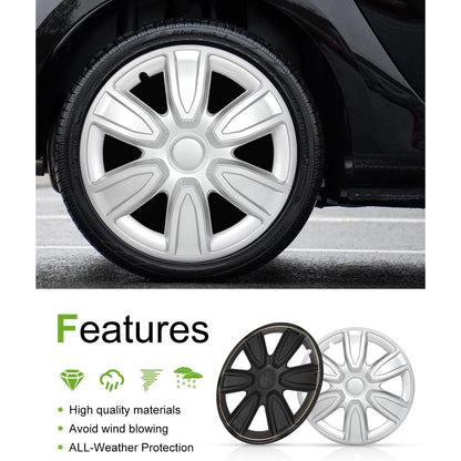 SCITOO Silver 15 Inch Hubcaps Universal Wheel Covers Easy Installation, PP(SET 3