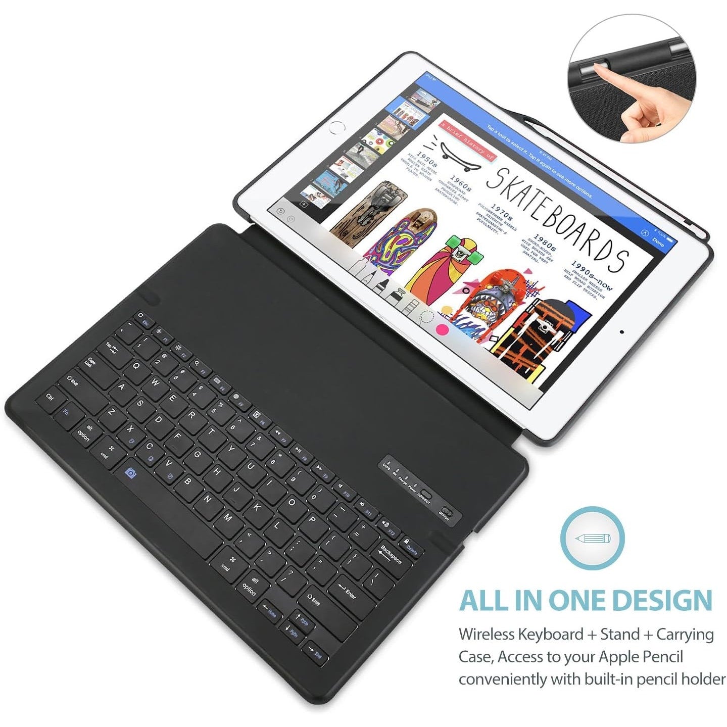 ProCase Keyboard Case For IPad Pro 12.9" 2017/2015 Old Model With Built-I –Black