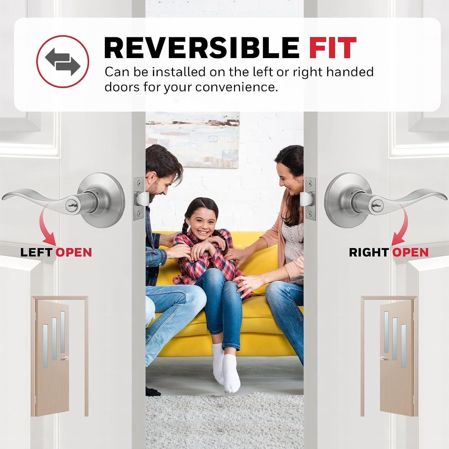 Honeywell Safes & Door Locks - Interior & Exterior Wave Lever Door -Satin Nickel