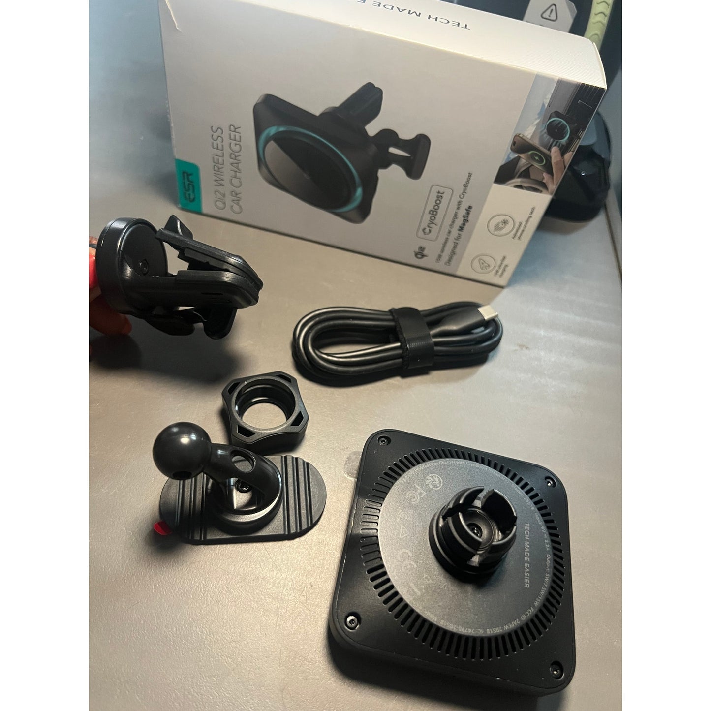 ESR For 15W MagSafe Car Mount Charger With CryoBoost, Phone Cooling MagSafe Car Charger, Air Vent/Dashboard Wireless Charging For IPhone 17/16/15/14/13/12, S25 Series, Pixel 10, Fast Charger