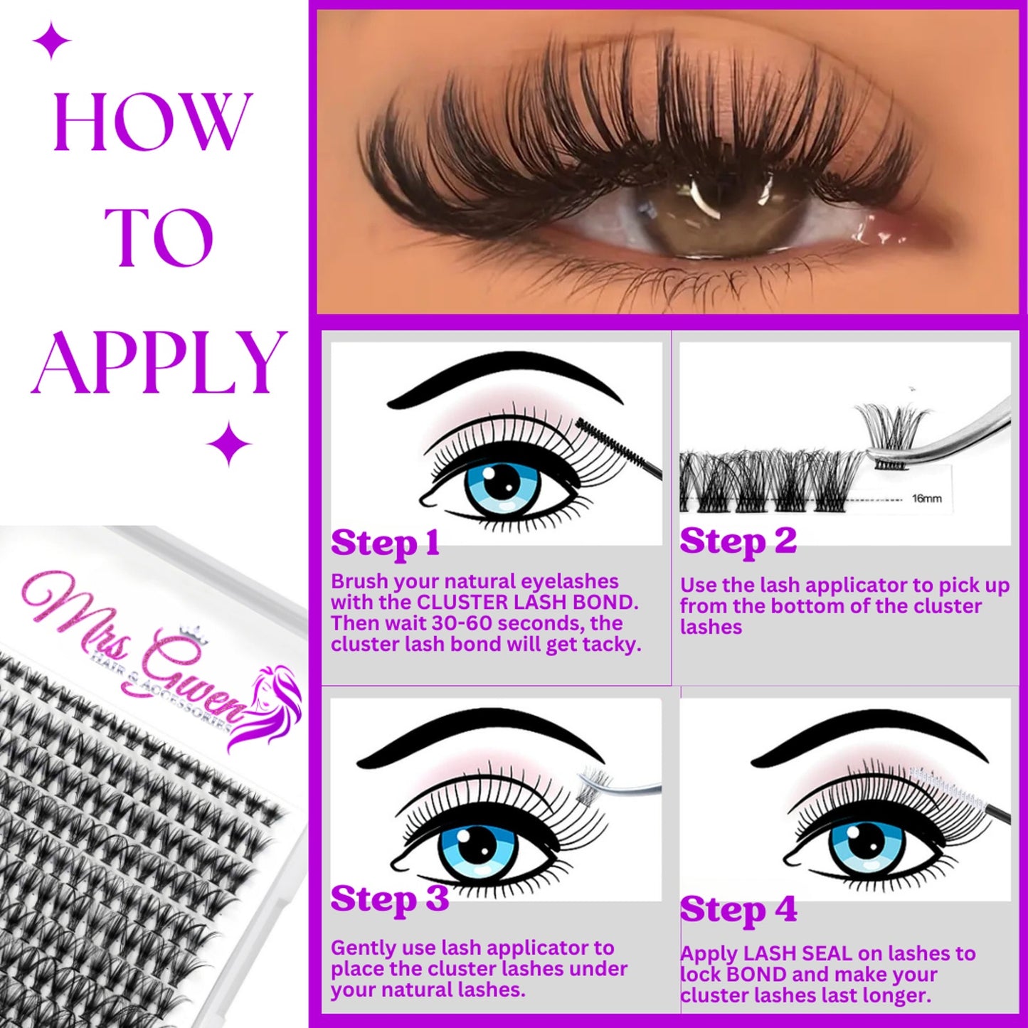 280pcs Mixed Length C Curl 40D Reusable Cluster Lashes DIY Faux Mink Eyelash Extensions for Easy Application, Natural & Fluffy Look, Perfect for Beginners 9-18mm Variety Packs