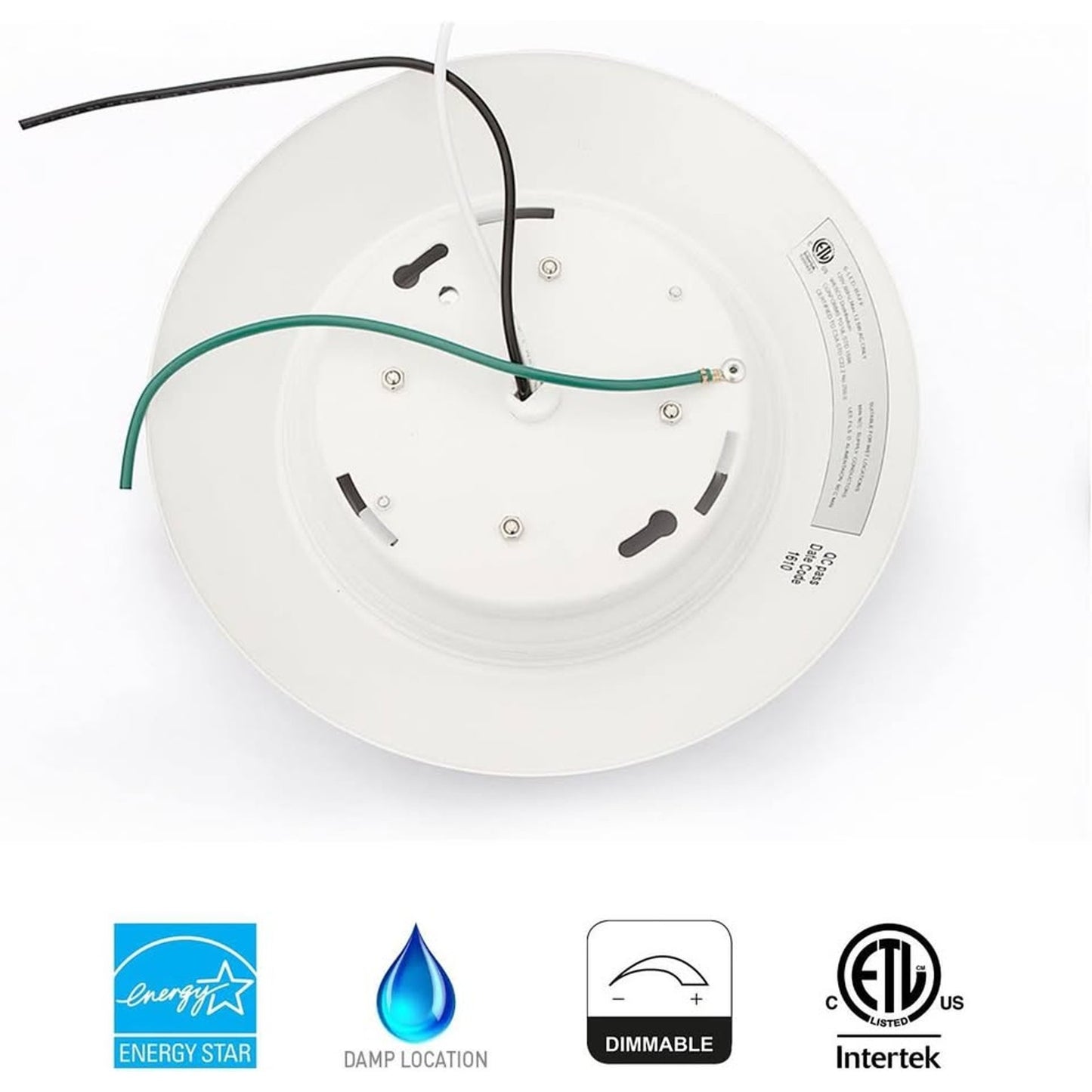 JULLISON 8 Pack 6 Inch LED Low Profile Recessed & Surface Mount Disk Light, Round, 15W, 900 Lumens, 4000K Cool White, CRI80, Driverless Design, Dimmable, ETL Listed, White.