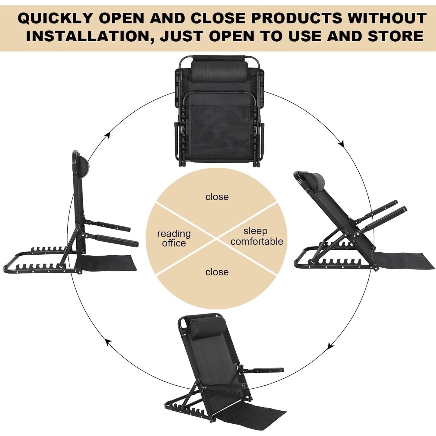 GlikCeil Adjustable Lifting Bed Backrest With Armrest Large Folding Bed Rest