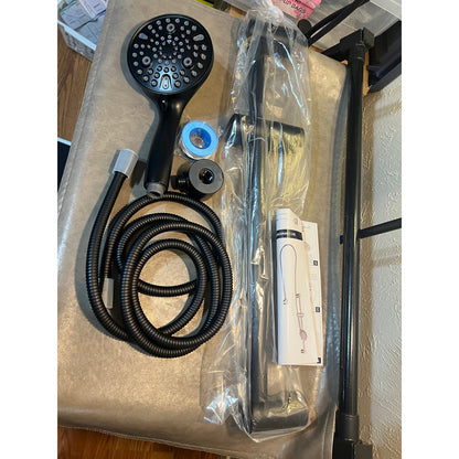LOCALAND Hand Shower With Slide Bar, High Pressure 10Setting Handhel-Matte Black