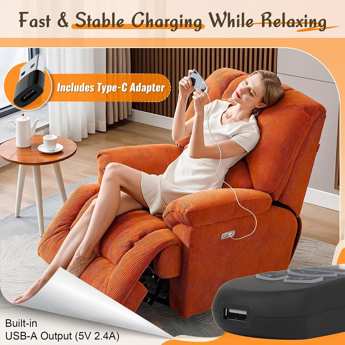 BIBIELF Lift Chair Recliner Remote - Black, 5-Pin Plug