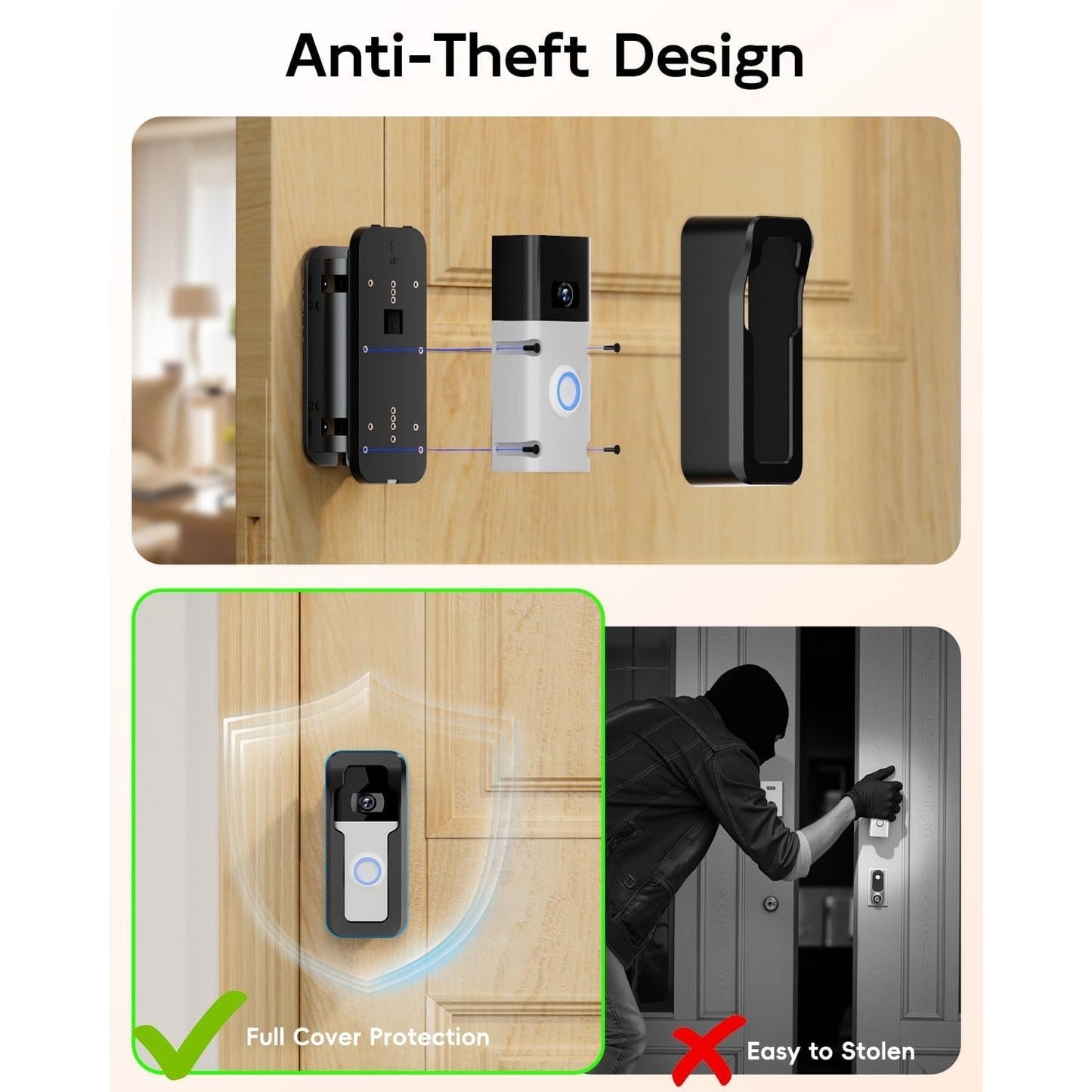 ZUMIMALL Adjustable Angle Video Doorbell Mount, Adjust 90 Degrees Wireless Camera Doorbell Bracket Holder For Home Apartment Office Room, Easy Installation, Suitable For Most Doorbells