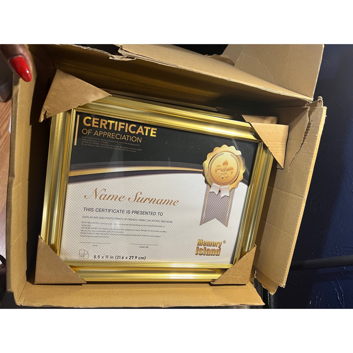 Memory Island 8.5x11 Diploma Document Frames,Real Glass Fronts, 4 Pack GOLD