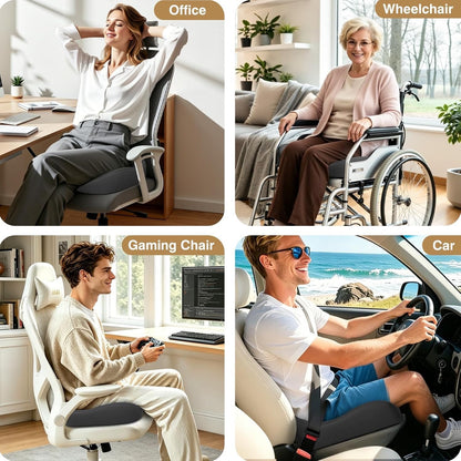 TushGuard Ergonomic Seat Cushion With Coccyx Cutout - 4-Zone Structure Office Chair Cushions For Tailbone Pressure Relief, Non-Slip Chair Pad With Washable Cover For Car, Office, Wheelchair, Grey