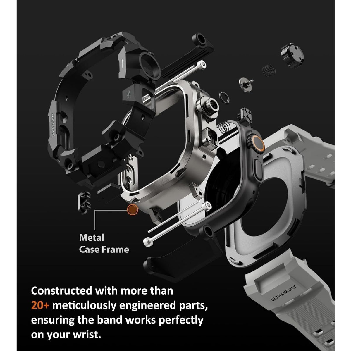 ULTIMAL Rugged Case with Band for Apple Watch Ultra 4/3/2/1, 49mm Gray