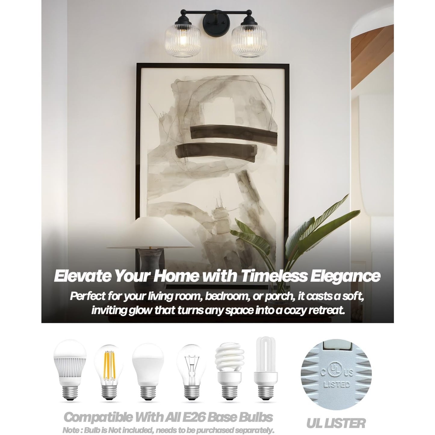 SongCiLT Vintage 2-Lights Clear Ribbed Glass Wall Sconce Lighting (INCLUDES 1 GLASS GLOBE INSTEAD OF2)