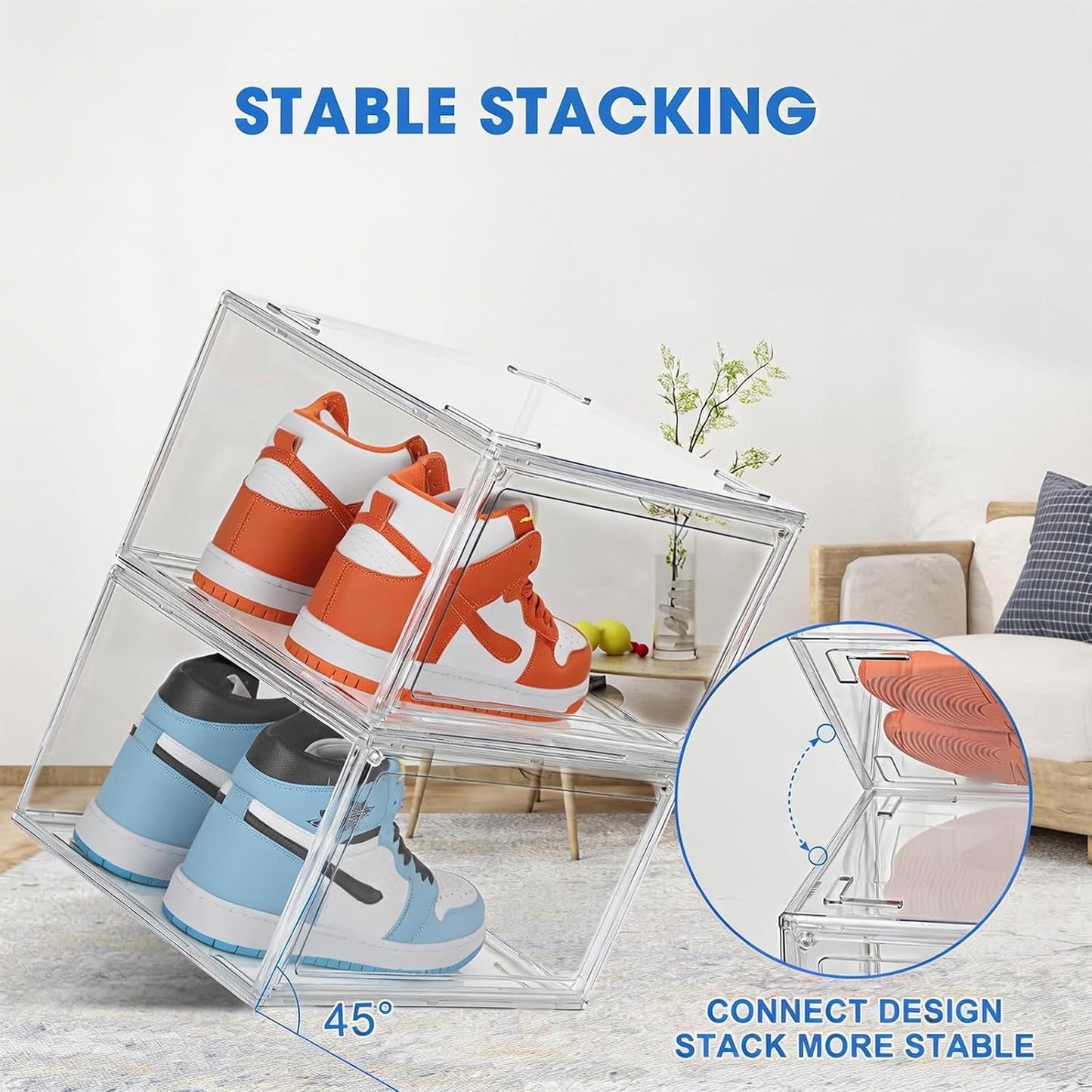 HIYOHIYO Acrylic Clear Shoe Storage Boxes Stackable For High-En-Size 14 (1-Pack)