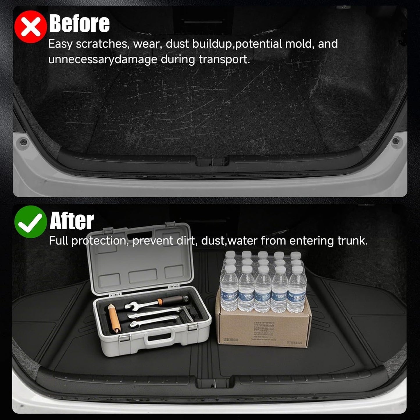 Cargo Liner For 2023 2024 2025 2026 Honda Accord (Include Hybrid) All Weather Protection TPE Rear Cargo Tray Trunk Mats For Honda Accord Interior Accessories, Odorless Anti-Slip, Black.