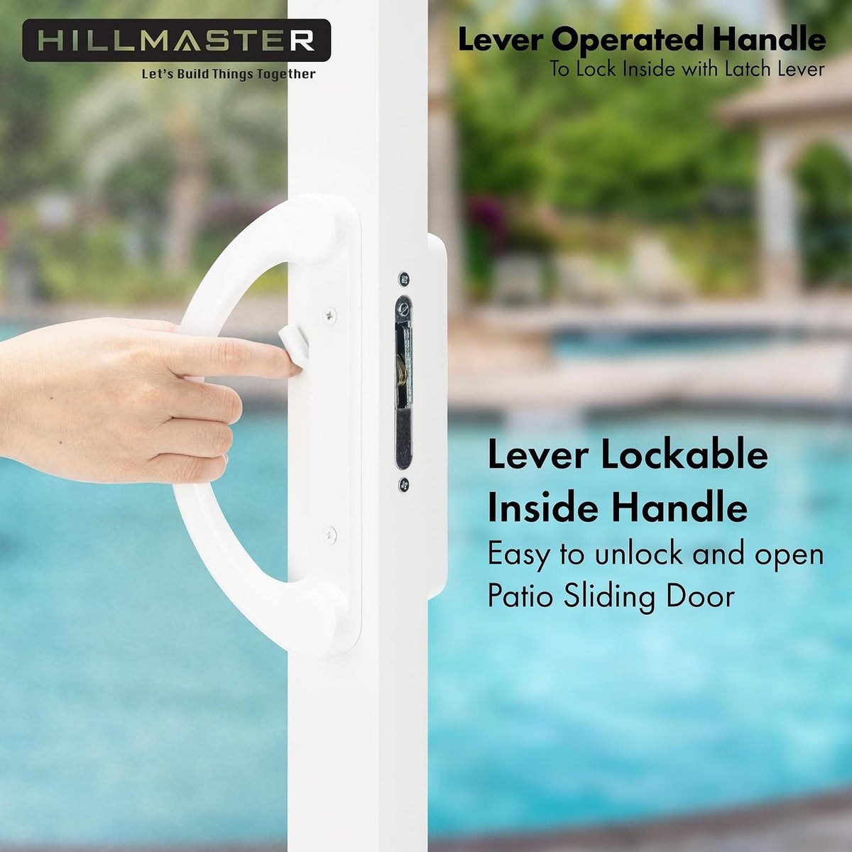 HILLMASTER Sliding Glass Door Handle With Mortise Lock And Key Cylinder,Patio