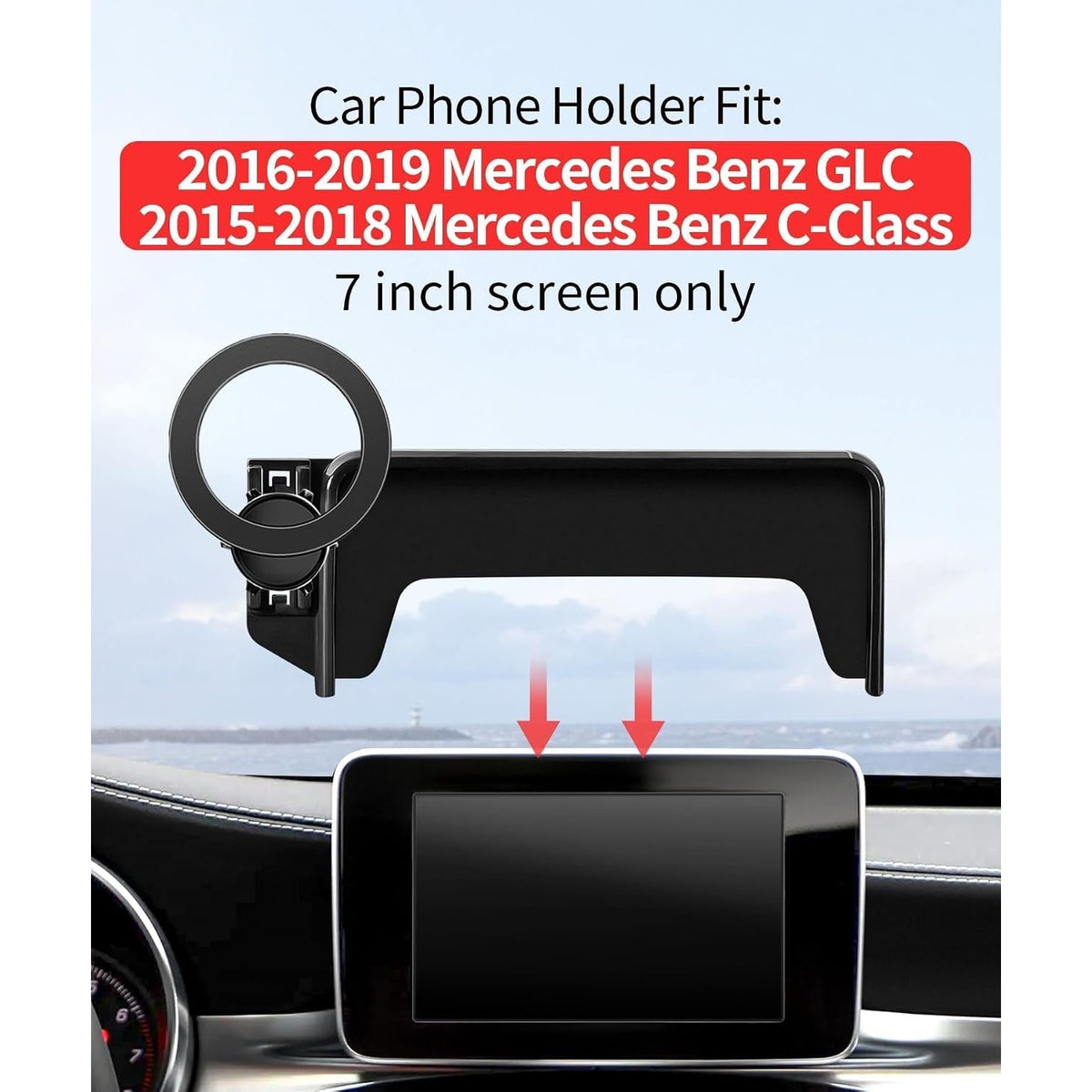 Car Phone Holder For Mercedes-Benz GLC 2016-2019, C-Class 15-18, 7" Screen