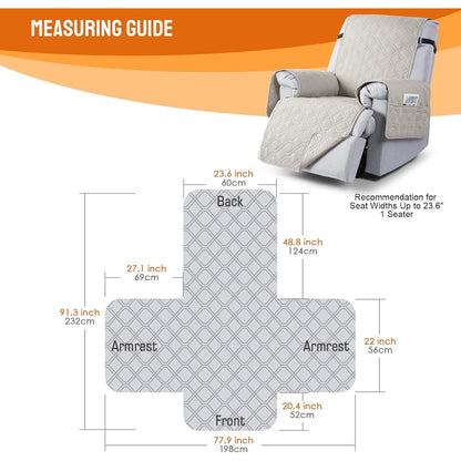 VANSOFY 100% Waterproof Recliner Chair Covers, Recliner Cover Non-Slip Dog Chair Cover Furniture Protector Washable Slipcover With Pocket, Elastic Straps For Pets, Dogs(Beige, 23.6")