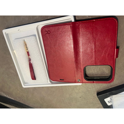 OCASE For IPhone 17 Pro Detachable Wallet Case With Card Holder, 2 In 1 PU Leather Flip Folio With RFID Blocking Stand Wrist Strap Shockproof Phone Cover 6.3 Inch 2025, Red