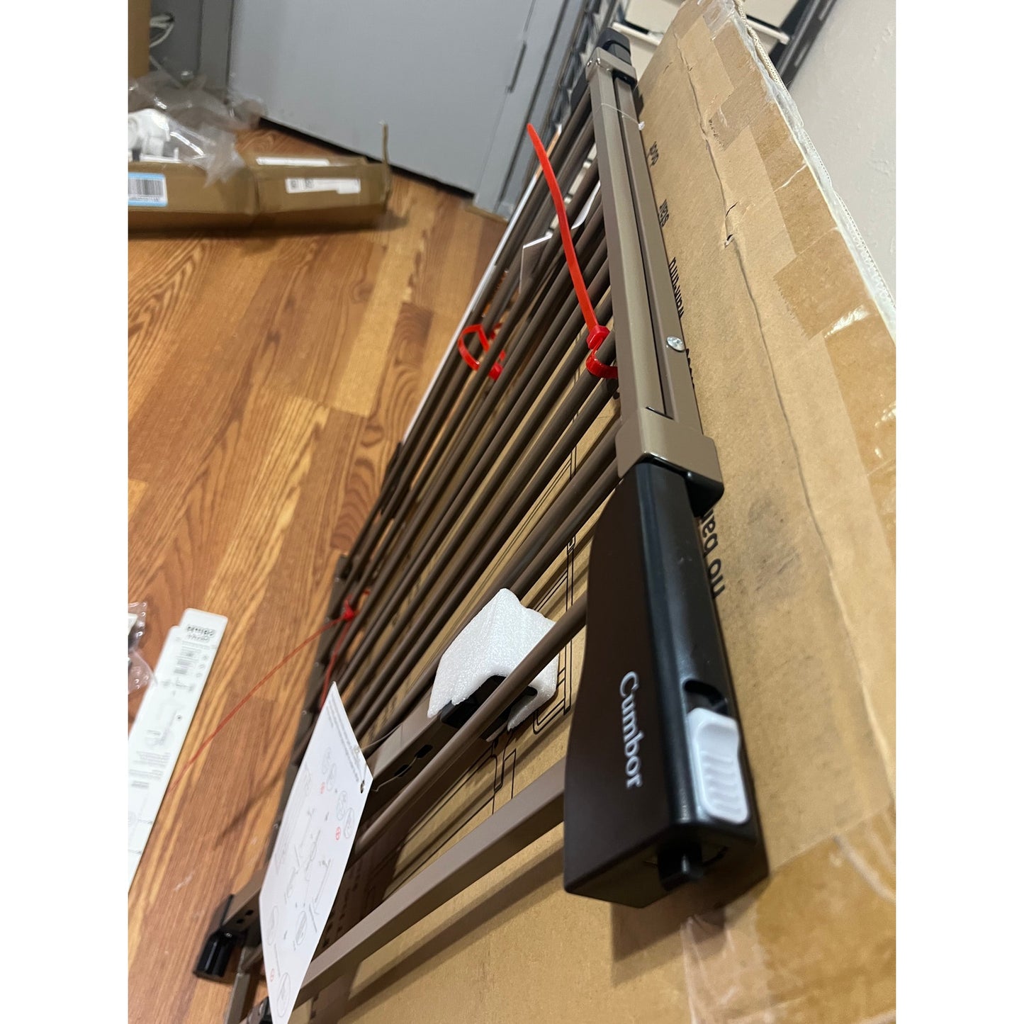 Cumbor 29.2–43" Baby Gate for Stairs, Hardware Mounted (Drill Required) (Brown)