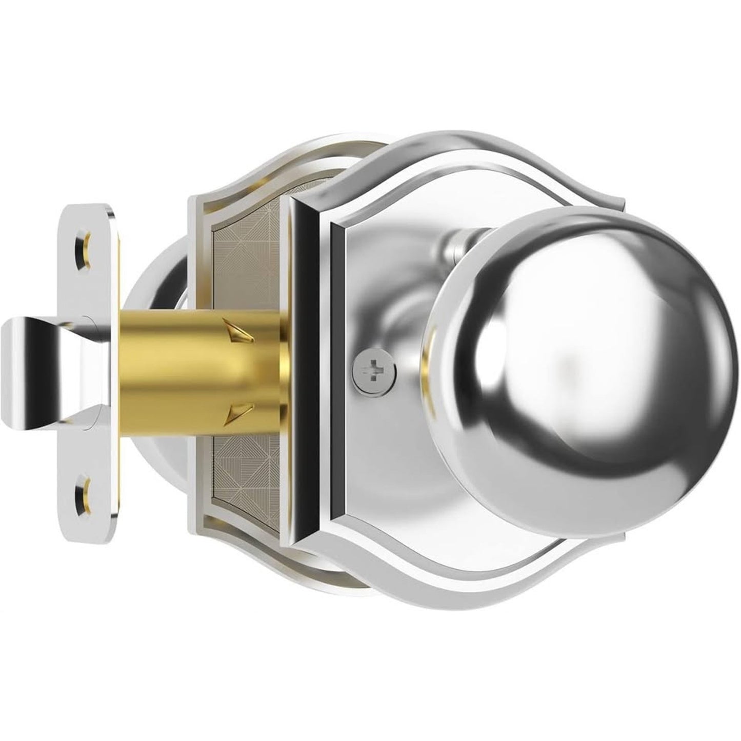 Newlaking Door Knobs Interior, Classic Decorative Bright Chrome Privacy DoorKnob