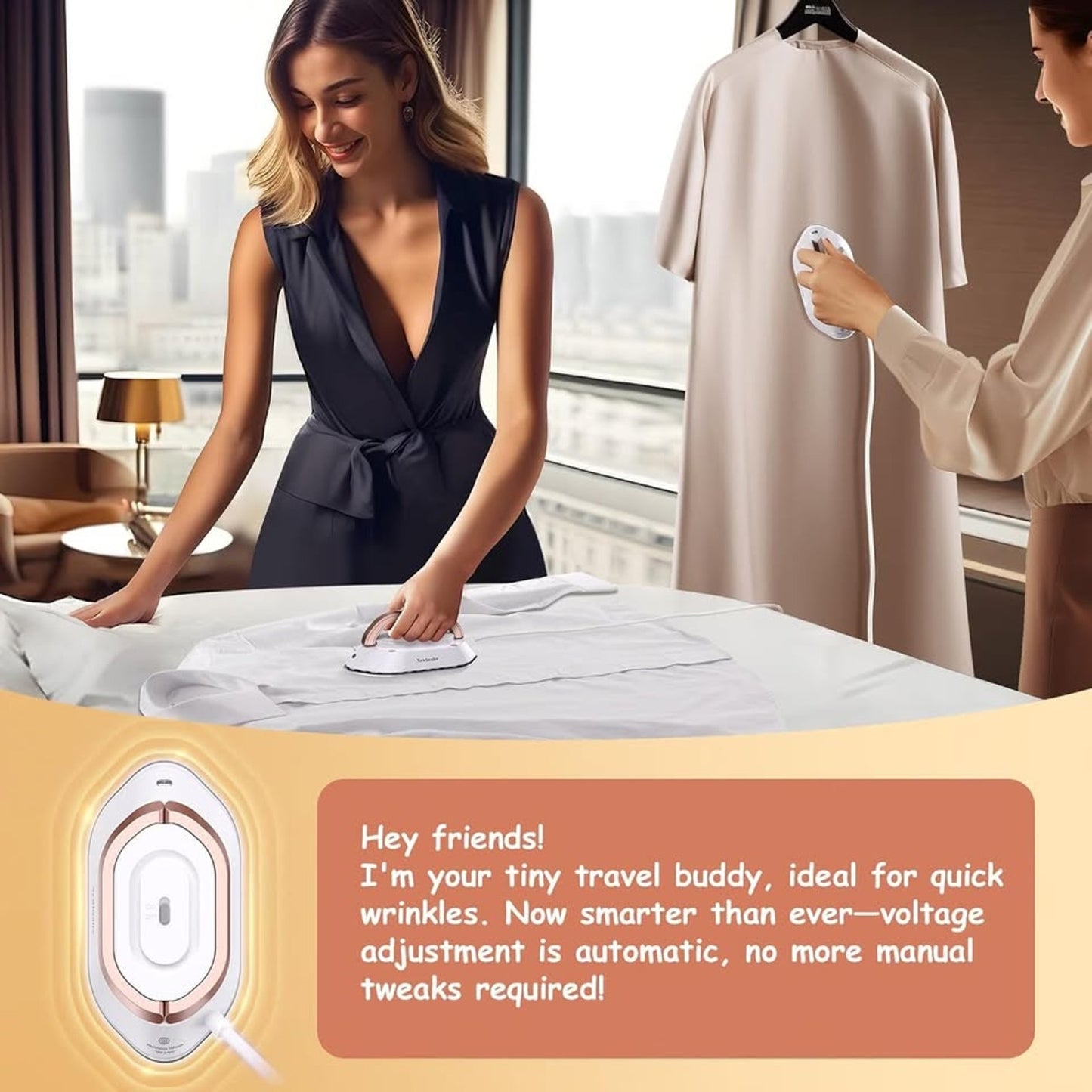 Newbealer Travel Iron With Dual Voltage - 120V/220V Lightweight Dry IronNo Steam