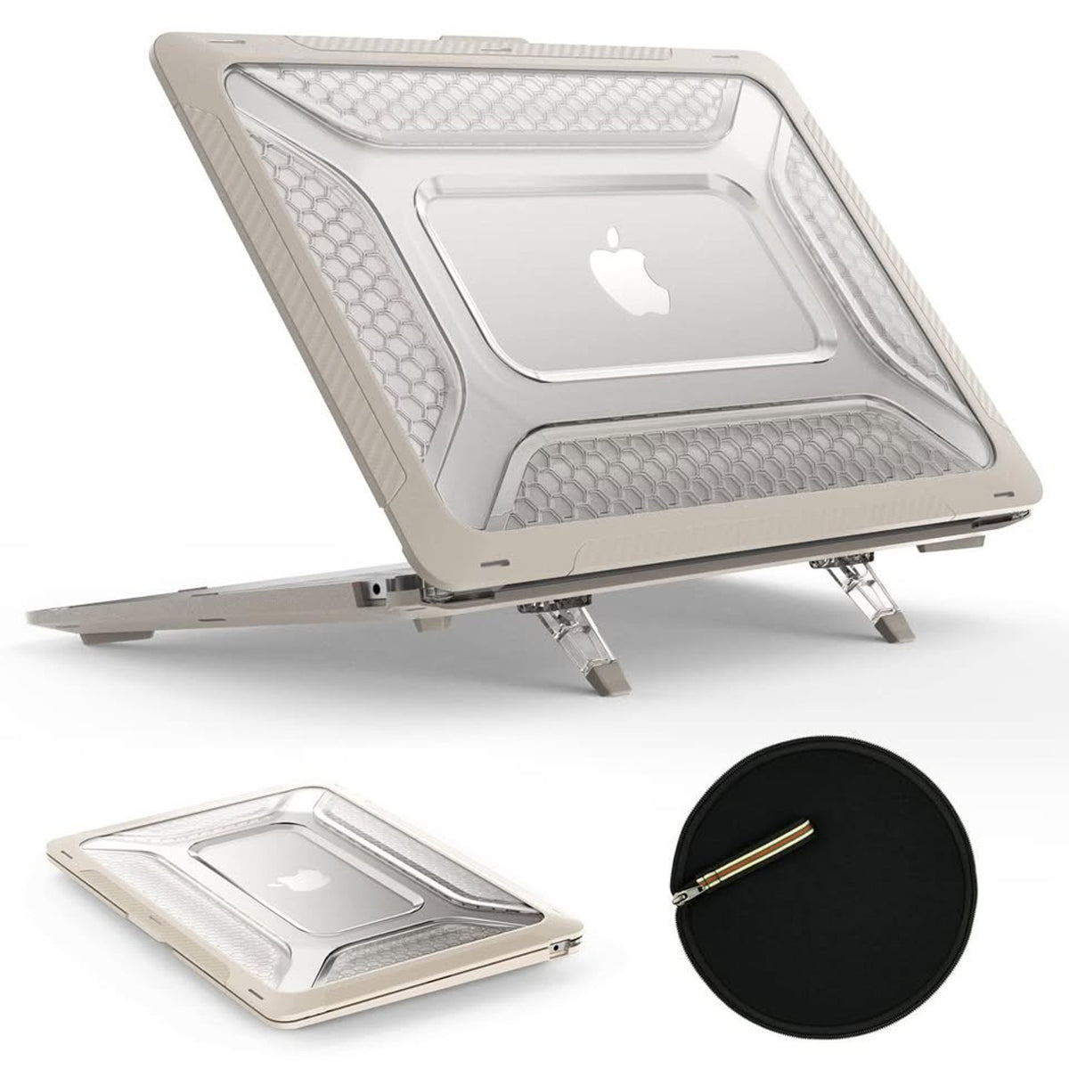 SEYMAC Stock Case For MacBook Pro 14 Inch, Shock-Absorbing Protection-Beige