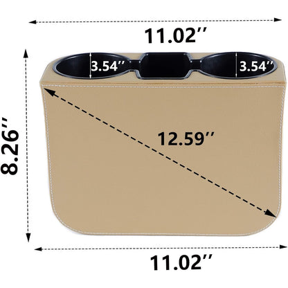 IOKONE Coin Side Pocket Console Side Pocket Leather Cover Car Cup Holder Auto Front Seat Organizer Cell Mobile Phone Holder (Beige with Yellow Undertone)