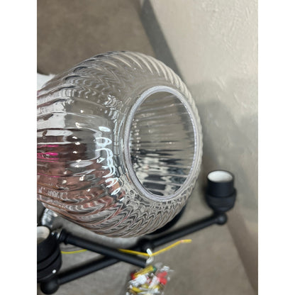 SongCiLT Vintage 2-Lights Clear Ribbed Glass Wall Sconce Lighting (INCLUDES 1 GLASS GLOBE INSTEAD OF2)