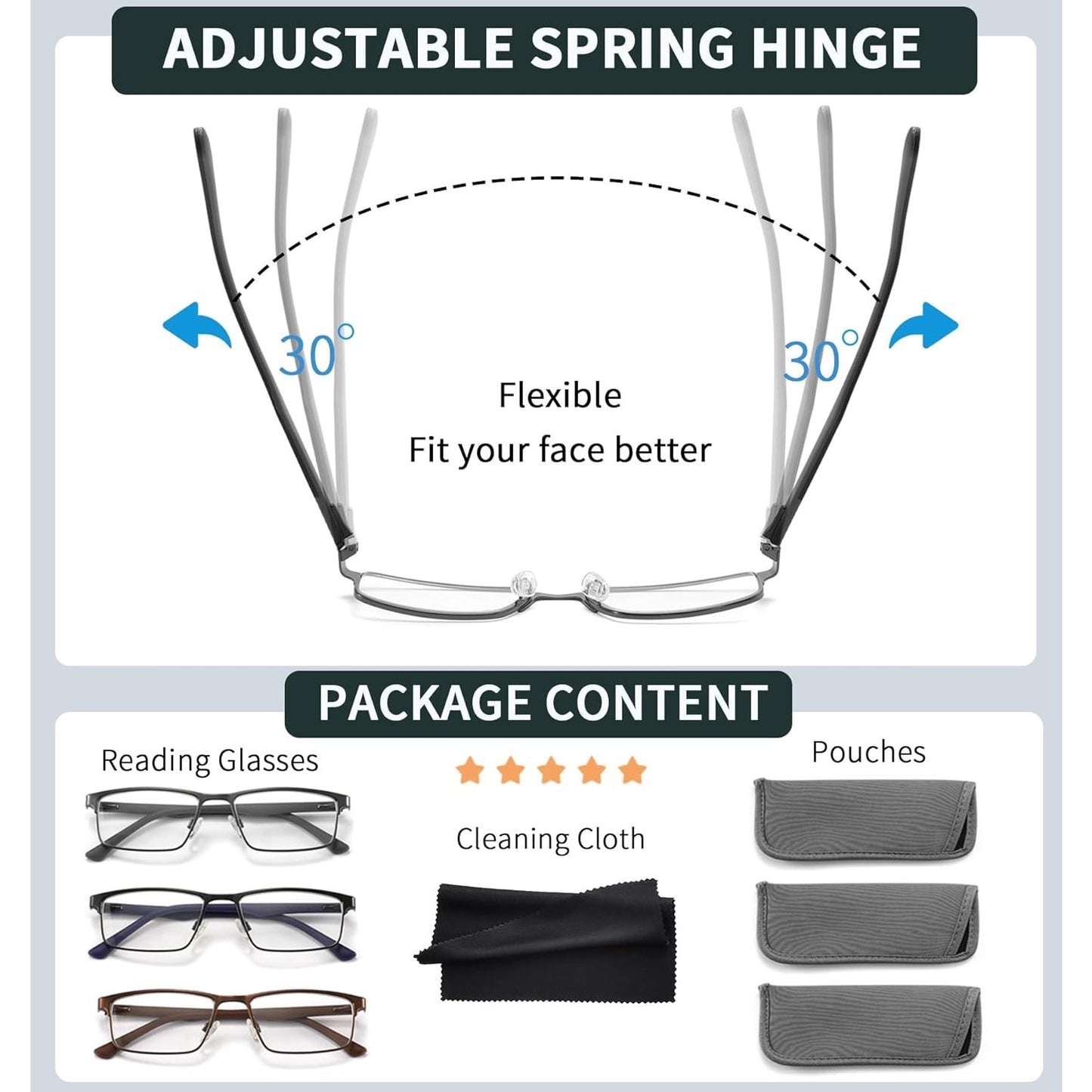 READITEASY 3 Pack Reading Glasses Men 1.0 Blue Light Blocking, Readers Men With Spring Hinge Reduce Eyestrain/UV/Dryness, Mens Reading Glasses 1.0+