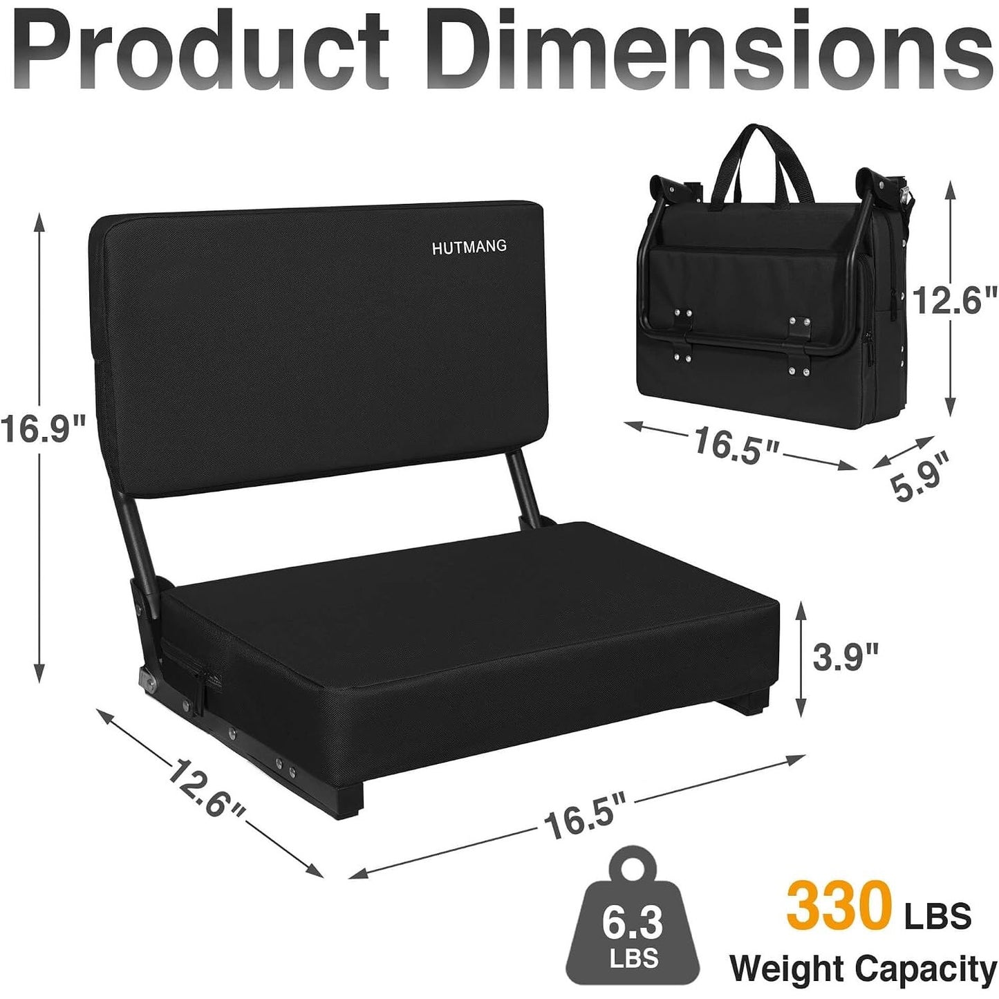 HUTMANG Swivel Backrest Stadium Seat, High-Density Cushion Bleacher Chair