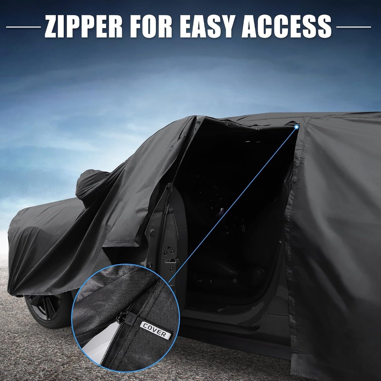 X AUTOHAUX Car Cover For MINI COOPER 2DR 2002-2021 210D-PU Outdoor FullCar-Black