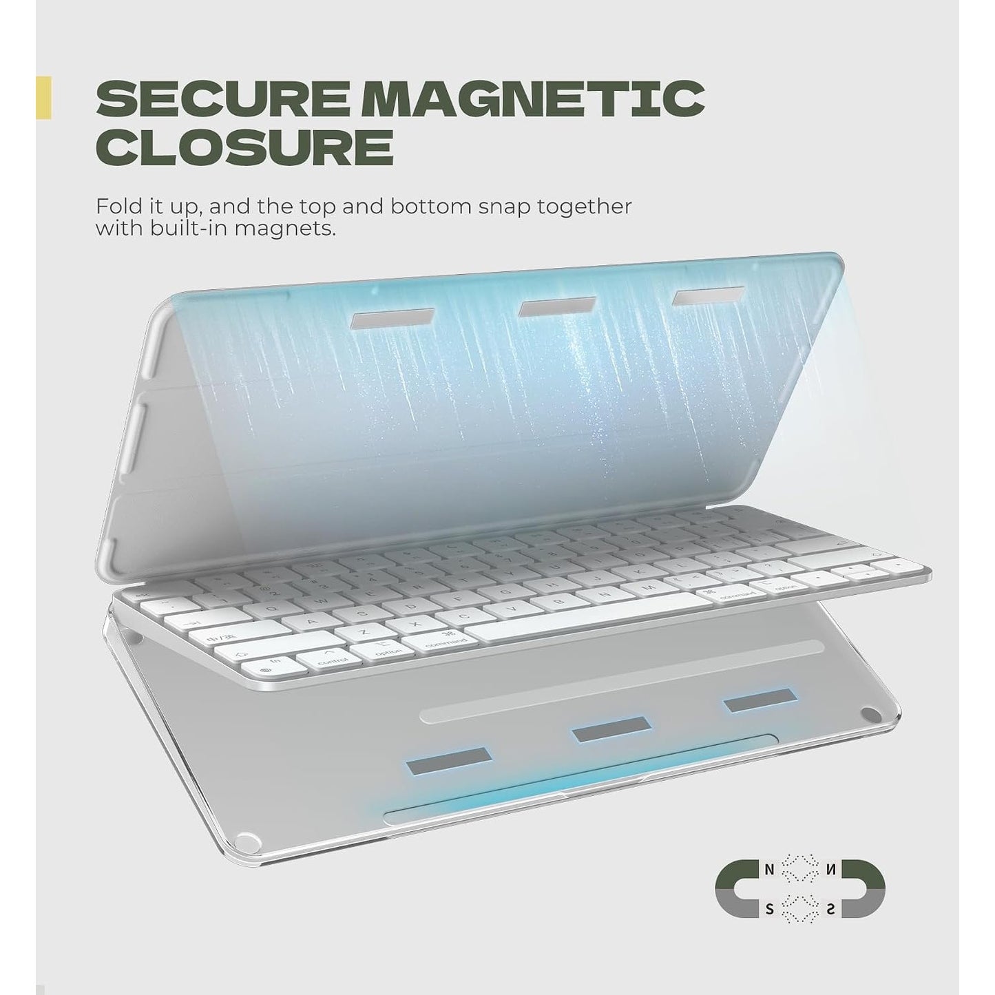 Dexnor Case For Apple Magic Keyboard With Touch ID/Lock Key 2021/2024, Dust-Proof Protective Slim Leather Keyboard Cover With Magnetic Closure Adjustable Typing Angles, Without Numeric Keypad, White