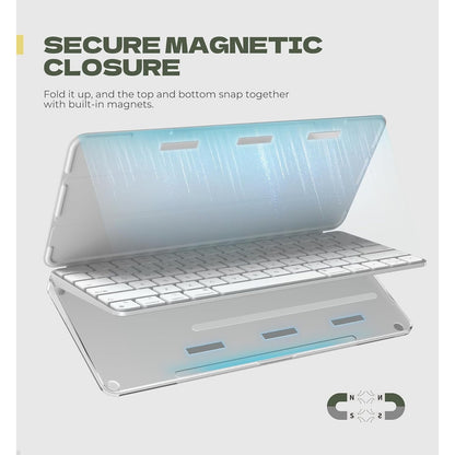 Dexnor Case For Apple Magic Keyboard With Touch ID/Lock Key 2021/2024, Dust-Proof Protective Slim Leather Keyboard Cover With Magnetic Closure Adjustable Typing Angles, Without Numeric Keypad, White