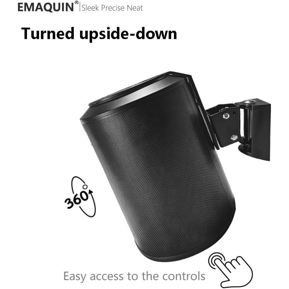 EMAQUIN Wall Mount Bracket For Sonos Era 100 Speaker (Swivel And Tilt,Sturdy Metal,Enduring Paint Finish,Easy To Intall,Compatible With Sonos Era 100,Single Pc,Black)