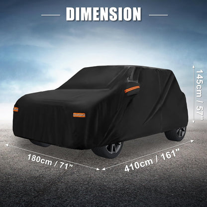 X AUTOHAUX Car Cover For MINI COOPER 2DR 2002-2021 210D-PU Outdoor FullCar-Black