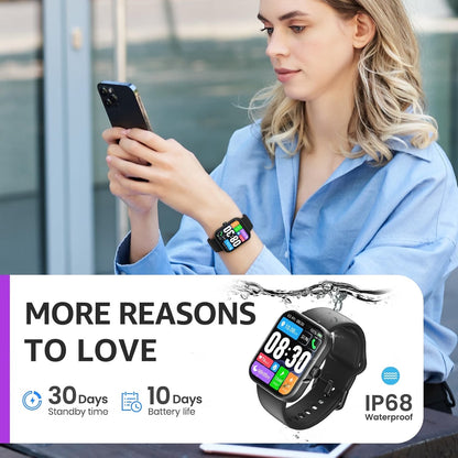 TOZO Smart Watch For Men Women For IPhone&Android, 1.83" Fitness Tracker-Black