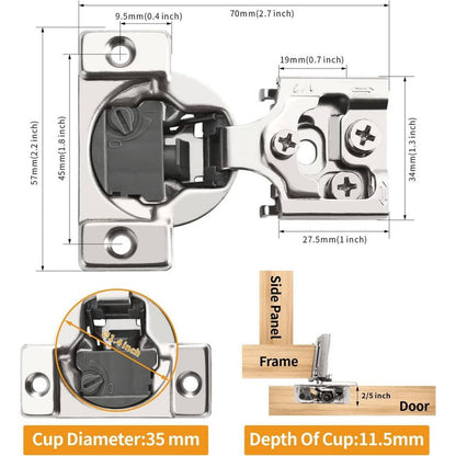Chibery 10 Pack 3/4"Overlay 4D Soft Close Concealed Hinges For Face Frame Door