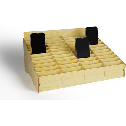 HengTianMei HTM 48 Grid Wooden Cell Phone Holder Desktop Organizer Storage Box