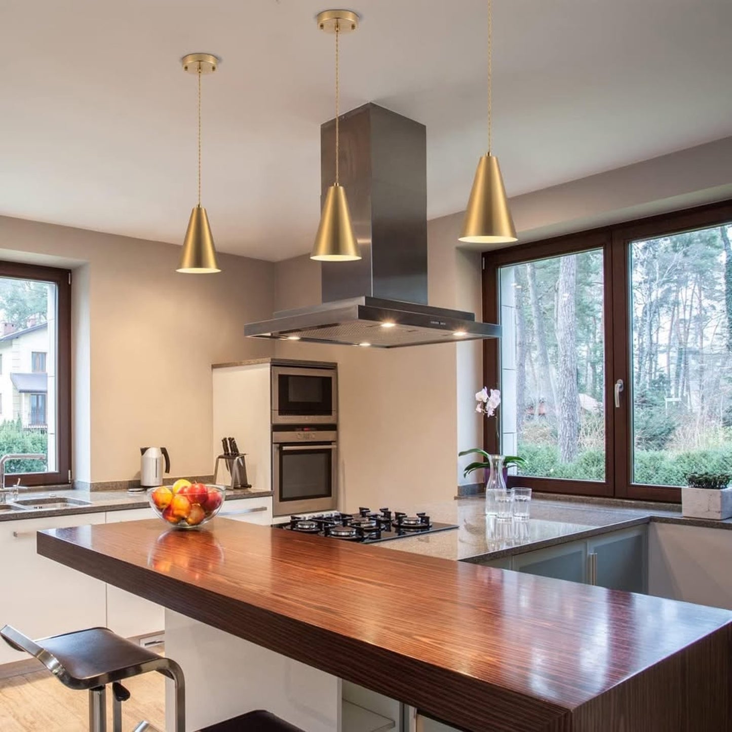 Dijiahua Brass Pendant Lights Kitchen Island,Gold Dining Room Light FixturesOver