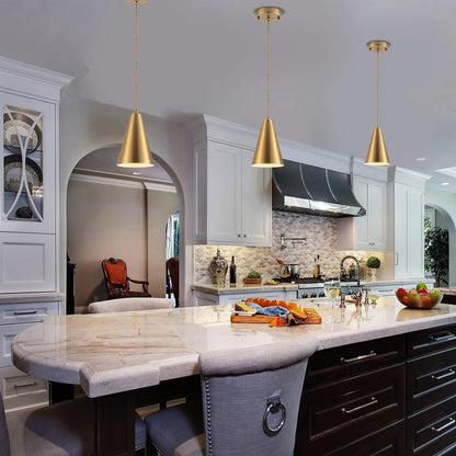 Dijiahua Brass Pendant Lights Kitchen Island,Gold Dining Room Light FixturesOver