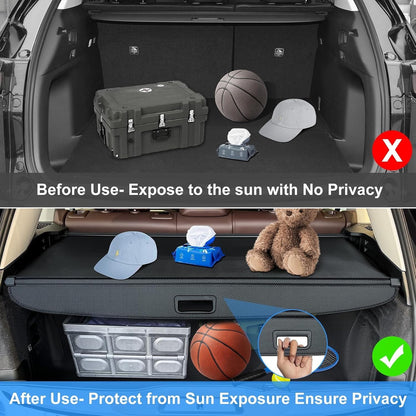 AUXKO Retractable Cargo Cover For BMW X5 2025-2019, Trunk Cargo Cover Luggage Security Shade Cover For 2025 2024 BMW X5 Accessories Shielding Shade Anti-Peeping Luggage Privacy Screen, Carbon Fiber