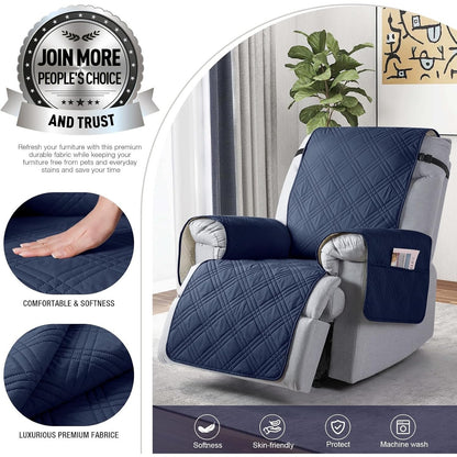 TAOCOCO 100% Waterproof Recliner Chair Cover, Non Slip(23.6'', Navy Blue)