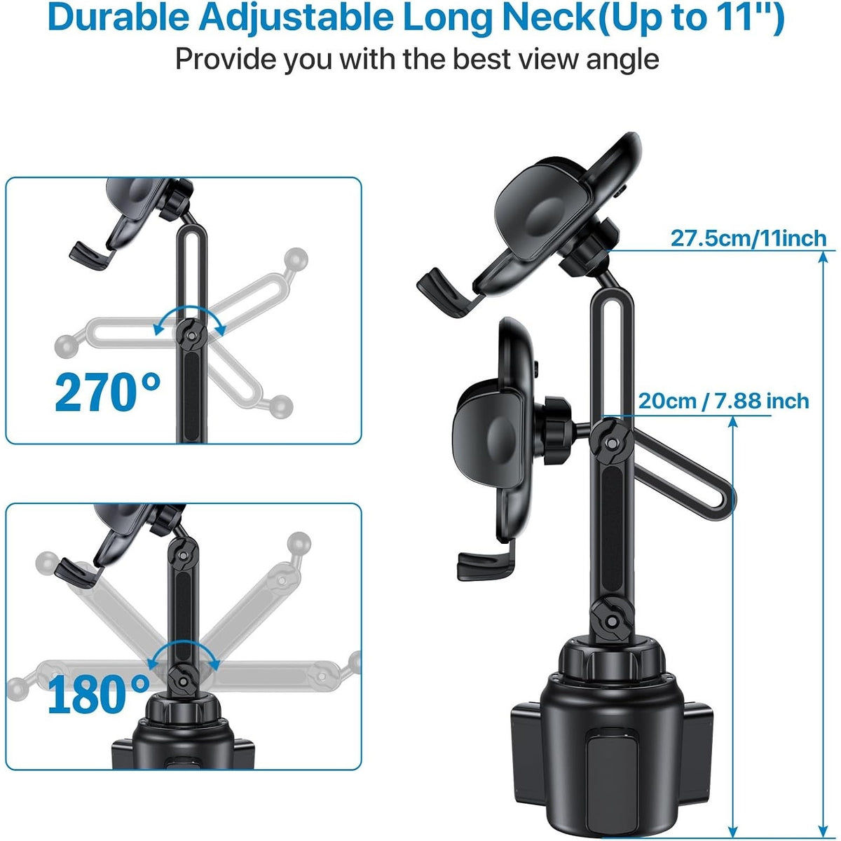 Miracase [Upgraded Version] Cup Phone Holder for Car, Universal Adjustable Long