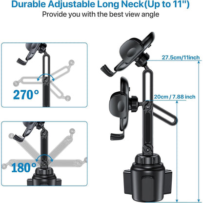 Miracase [Upgraded Version] Cup Phone Holder for Car, Universal Adjustable Long