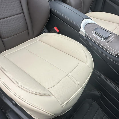 2 Pack Leather Front Car Seat Cover Bottom Only, Anti-Slip Padded Seat Cushion, Full Wrap Seat Protector With Storage Function Universal Fit For Most Cars, SUV, Pick-Up Trucks (-2 pc Light Beige)
