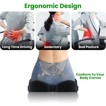 A-Pce Foldable Travel Seat Cushion-With Built-In Handles?Memory Foam Cushions For Relief Of Lower Back, Sciatic, Butt And Tailbone Pain-For Home & Office Use, Perfect For Travel Or Driving-Black