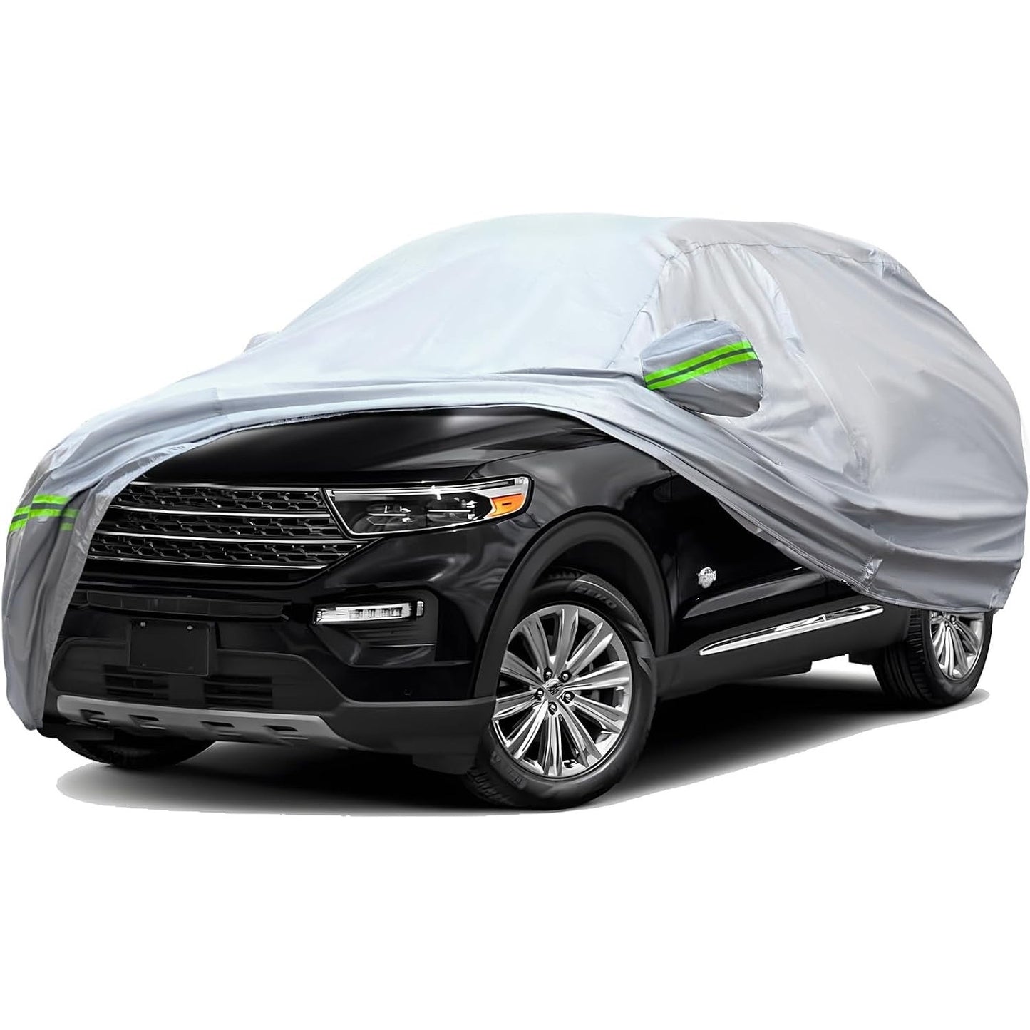 TUCAREST 6-Layers Premium Full Car Cover Hard Shell Zipper Design-Silver
