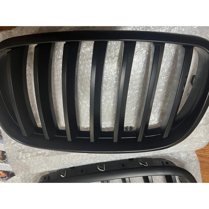 X AUTOHAUX Pair Car Front Grille Matte Black ABS Plastic Hood Kidney-Matte Black